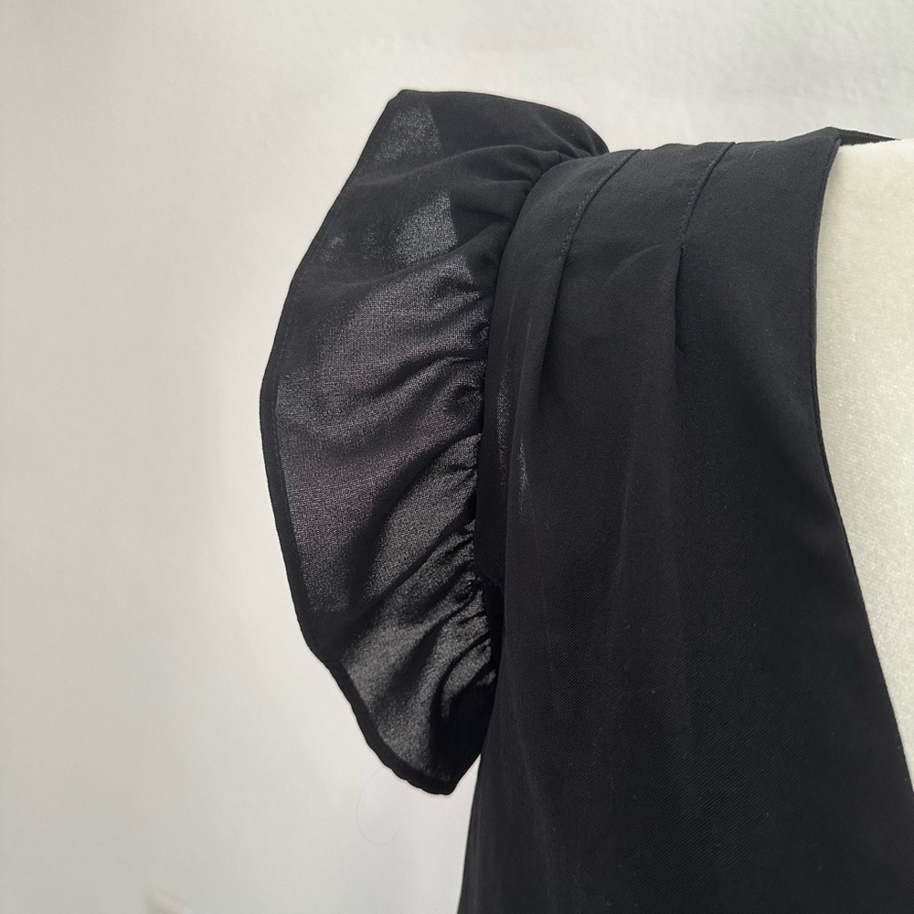 Bella D. Black Ruffle Sleeve Wrap Blouse NWOT - Picture 3 of 7